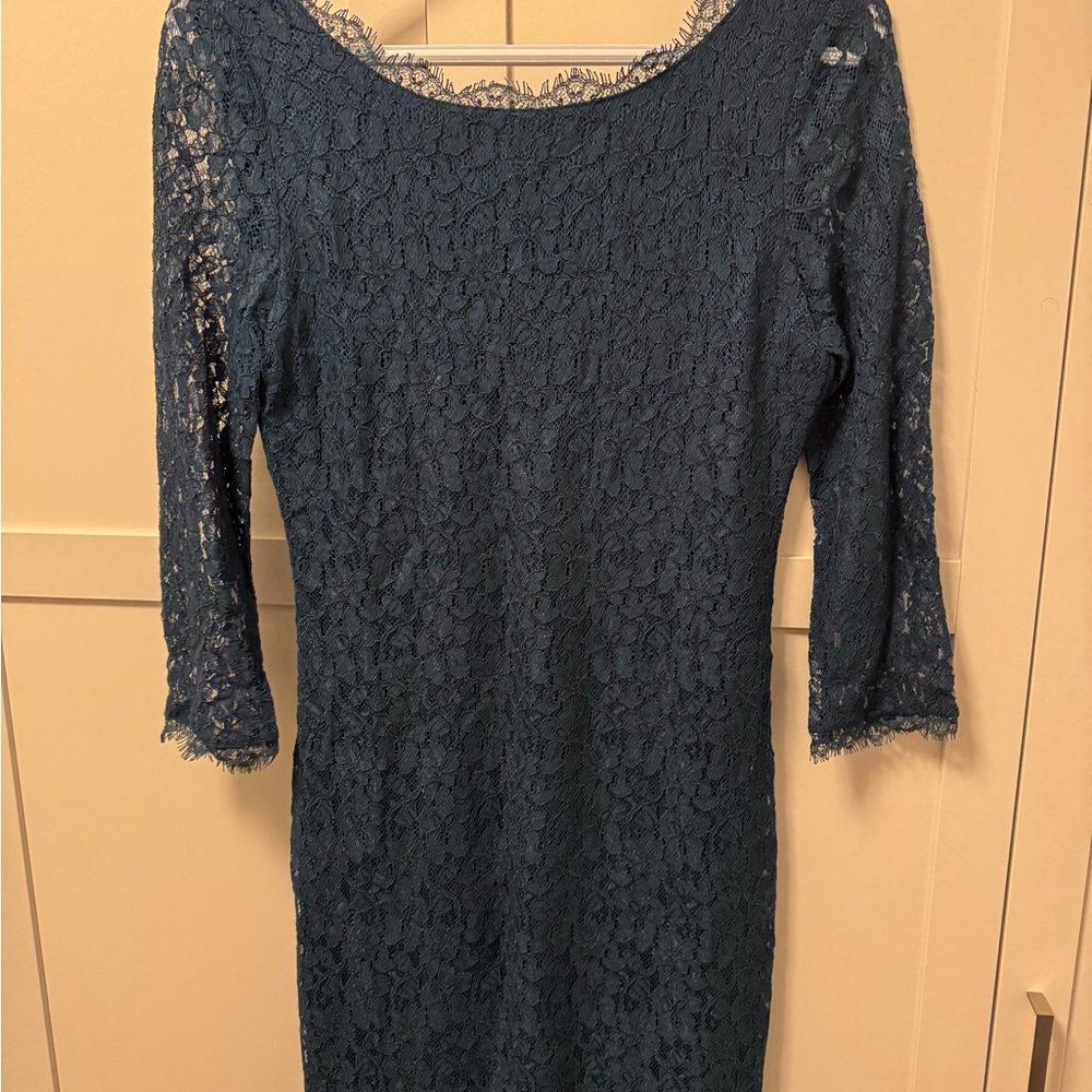 Aritzia Babaton Rafaela Teal Lace Long Sleeve Dress